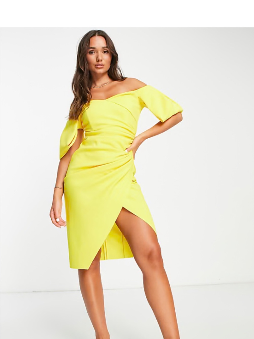 ASOS Yellow One-Shoulder Midi Dress